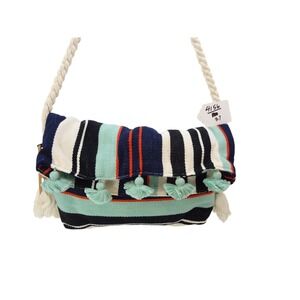 Mercado Global Crossbody Bag Small Multi Color Excellent Striped Tassel